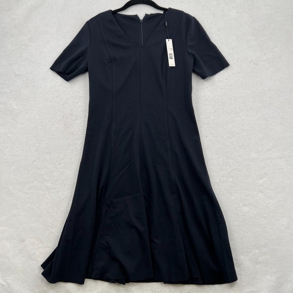 NWT - T Tahari Womens Black Short-Sleeve Fit & Flare V Neck Dress Size 4 - Picture 1 of 7